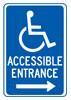 Handicap ACCESSIBLE ENTRANCE - Right Arrow - Blue