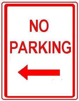NO PARKING arrow left