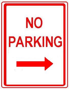 NO PARKING arrow right