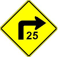 Turn symbol with Advisory Speed Limit
