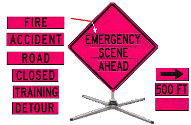 Emergency Scene Ahead All-in-One Sign and Stand - Save 10% Instantly