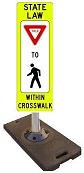 FlexPost with in-street warning sign