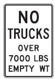 No Trucks Over Certain Empty Weight