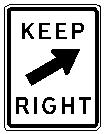 KEEP RIGHT oblique arrow
