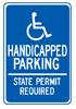 HANDICAP PARKING STATE PERMIT REQUIRED - Blue