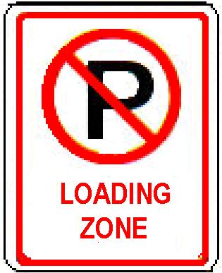 No Parking symbol LOADING ZONE