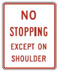 NO PARKING EXCEPT ON SHOULDER