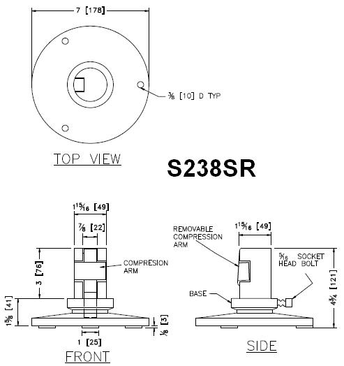 2 3/8-inch Pipe Post Surface Mount Bracket Detail