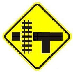 W10-4 TRAIN CROSSING AND INTERSECTION ADVANCE WARNING (symbol) Sign -  Railroad Warning Signs