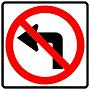 No Left Turn symbol - 18-, 24-, 30- or 36-inch