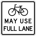 Bikes May Use Full Lane - 18-, 24-, 30- or 36-inch
