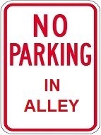 No Parking in Alley - 12x18-inch