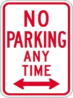 No Parking Any Time - 12x18-inch