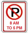 No Parking sym - with Times - 12x18-inch