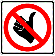 No Hitch-Hiking symbol - 18-, 24-, 30- or 36-inch