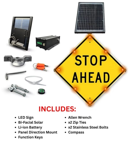 The Traffic Sign Store: Solar Powered LED Stop Ahead Sign (W3-1)