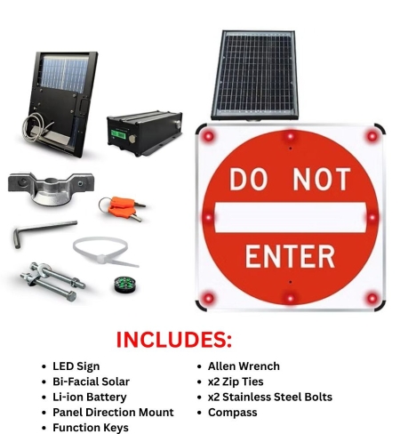 The Traffic Sign Store: Solar Powered LED DO NOT ENTER Sign