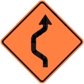 Double Reverse Curve, One Lane - 36-inch