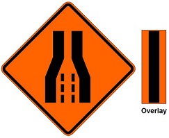 Lane Dropoff symbol with Overlay - 36- or 48-inch