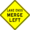 Lane Ends Merge Left (or Right) - 18-, 24-, 30- or 36-inch