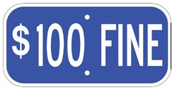 $100 fine sign blue