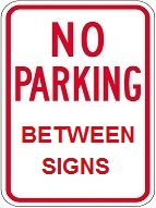no parking between signs