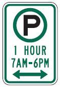1 hour parking 7am to 6pm