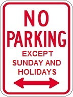 no parking except sunday