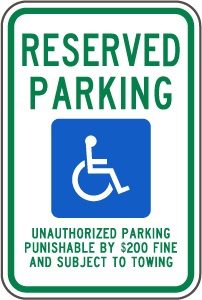 reserved parking handicap