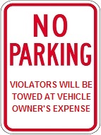 no parking violators will be towed
